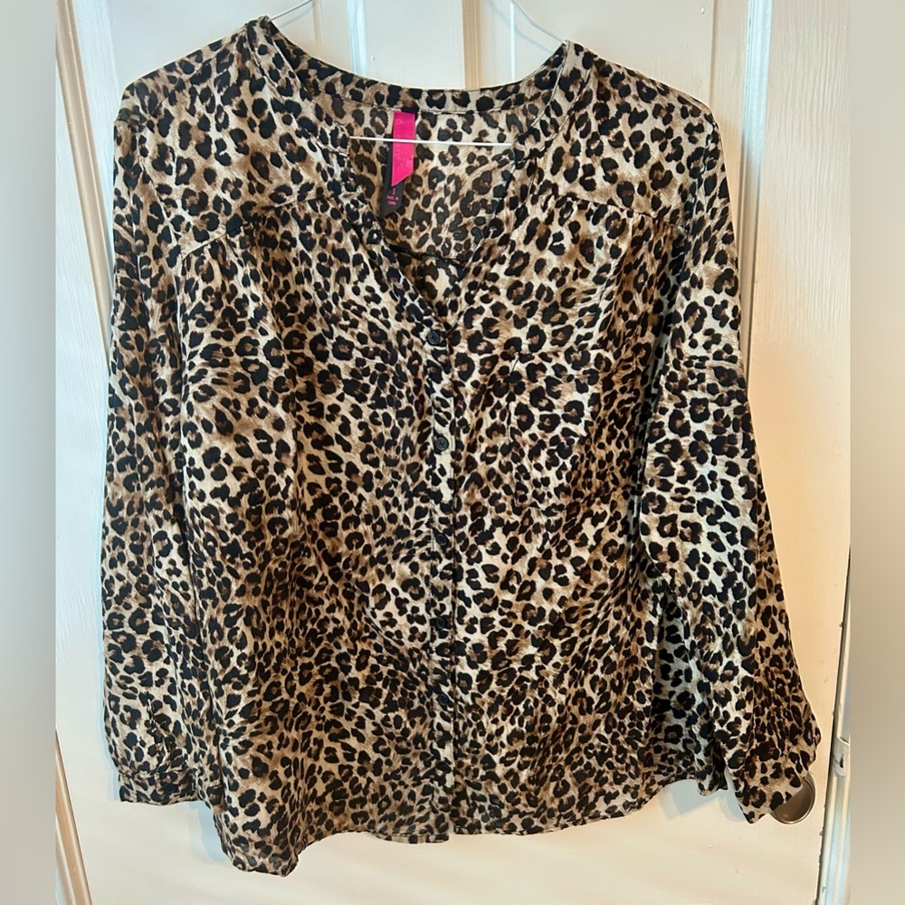Pure Energy Leopard Print Women's Top, size 3X